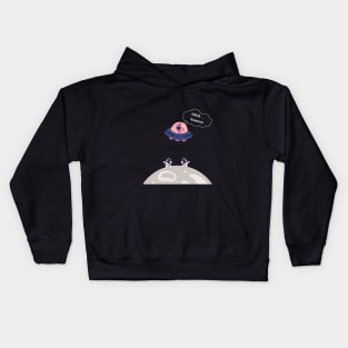 ufo HAHA Humans, astronauts on the moon Kids Hoodie